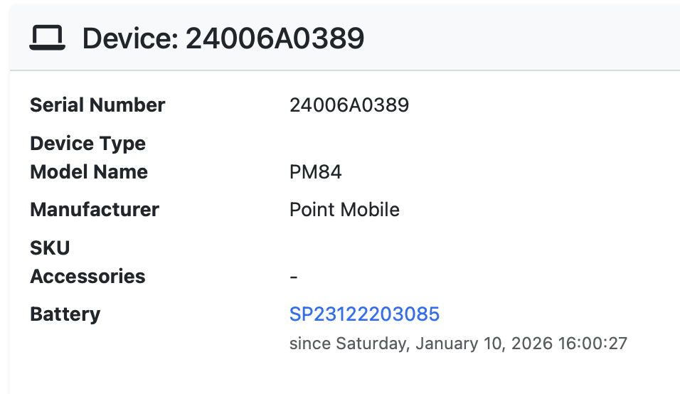 Battery assignment history